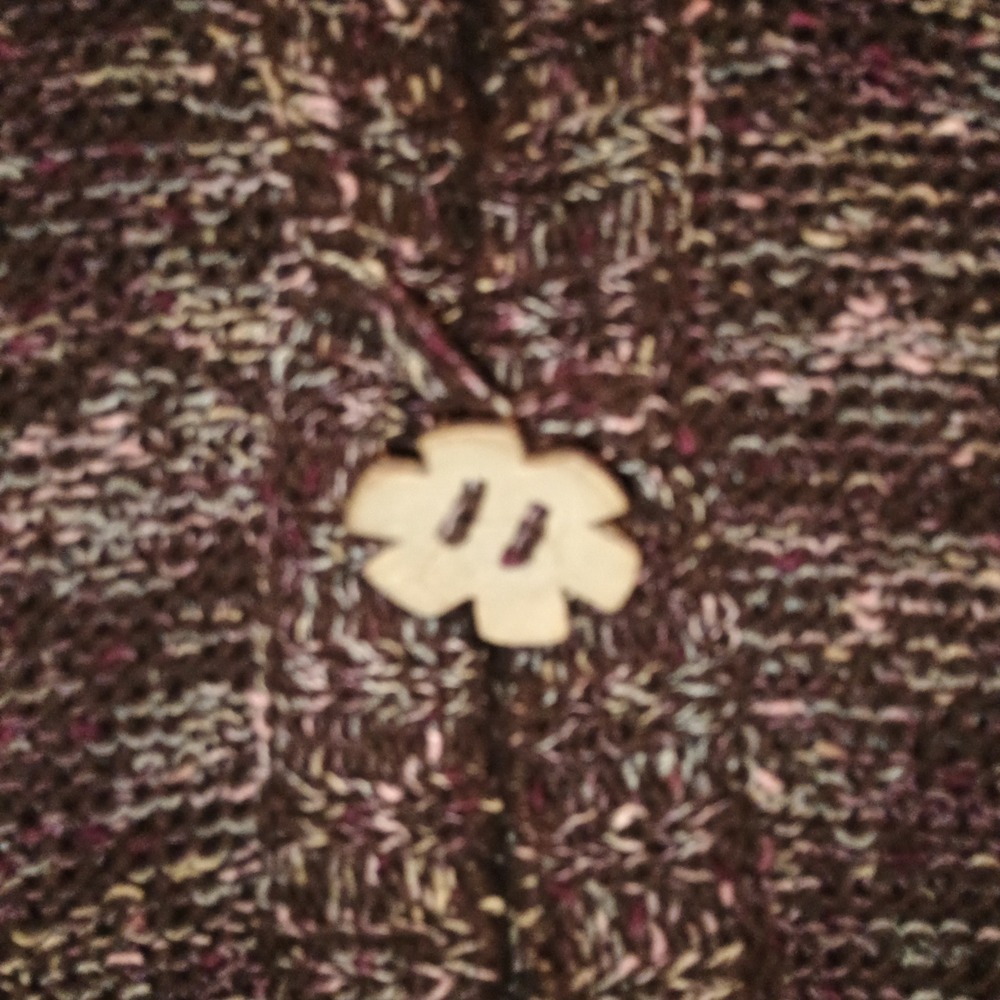 BCBGMAXAZRIA Women's XL Cardigan Sweater Brown Multi Button‎ Ruffle Hem - Picture 5 of 10